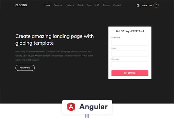 Globing - Angular Landing Page Template