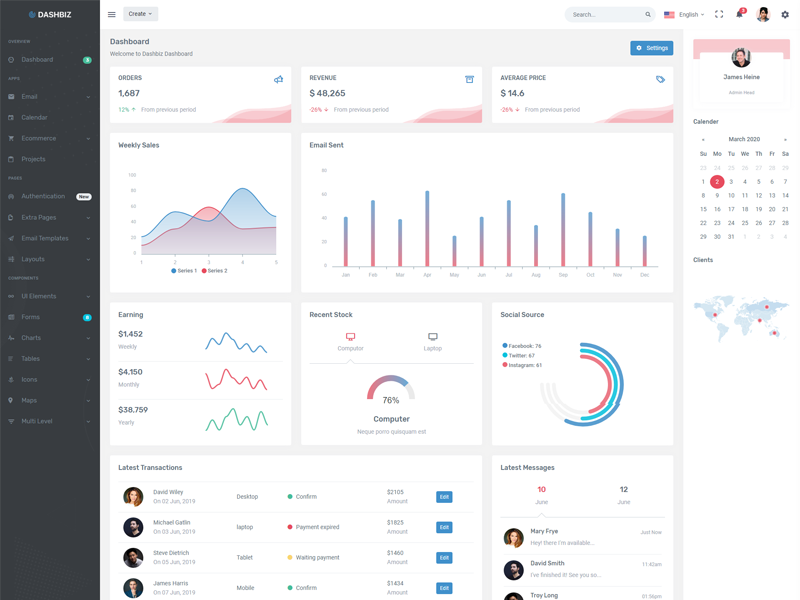 Dashbiz - Vuejs Responsive Bootstrap 4 Admin Dashboard